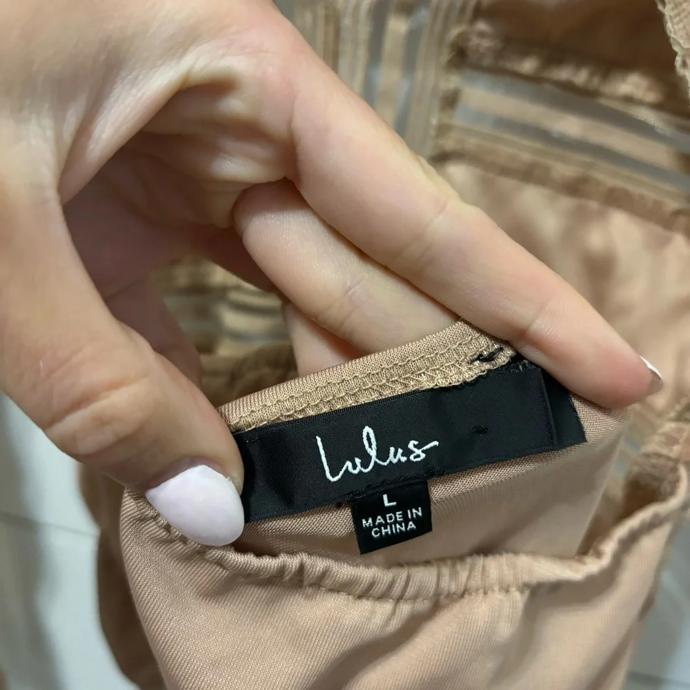 Lulu’s Casita Beige Sheer Lace Long Sleeve Bodysuit